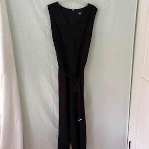 Tommy Hilfiger Black Sleeveless V-Neck Jumpsuit with Belt‎